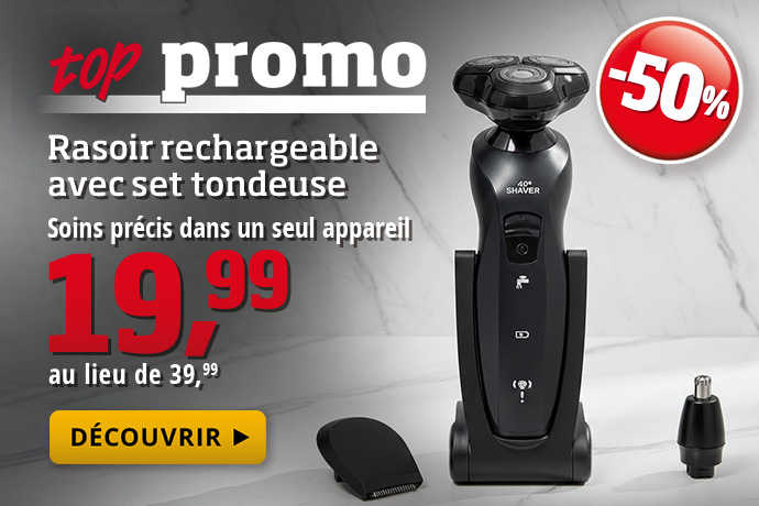 Top promo - Rasoir rechargeable avec set tondeuse