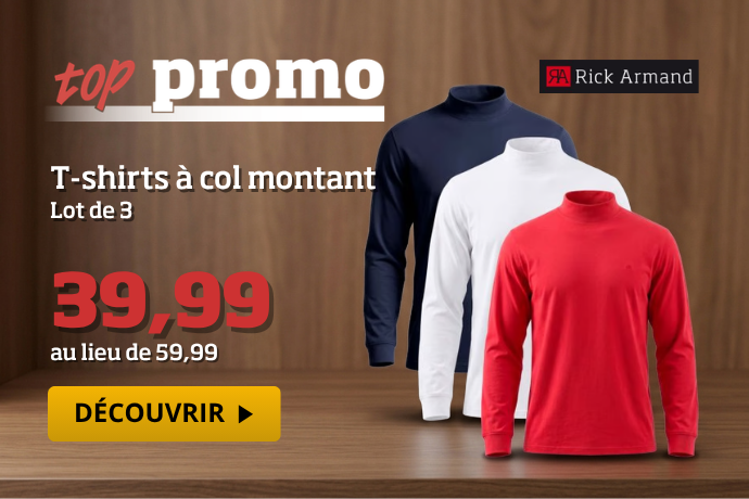 Top promo - Lot de 3 t-shirts à col montant