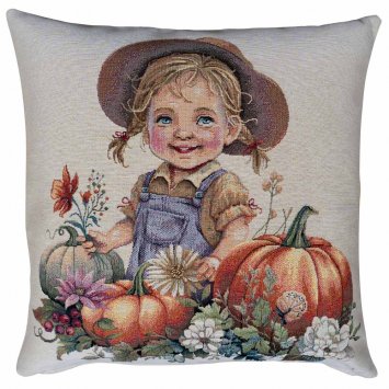 Housse de coussin "Fille citrouille"