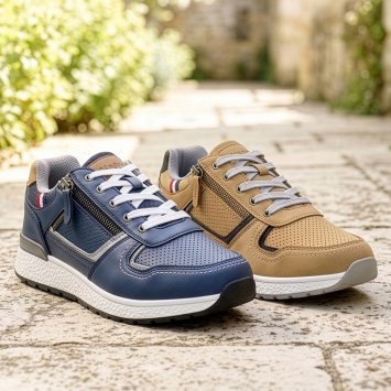 Chaussure à lacets avec fermeture éclair