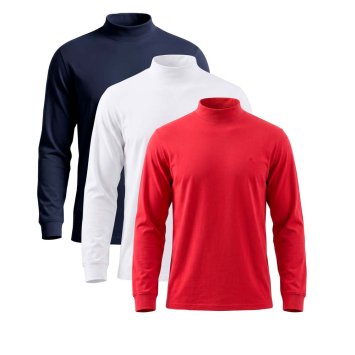 T-shirt met opstaande kraag, set van 3 stuks