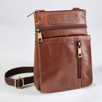 Compacte leren schoudertas