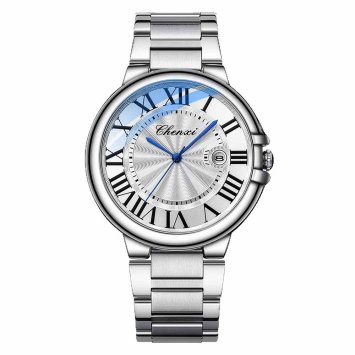Montre pour homme avec des aiguilles bleues