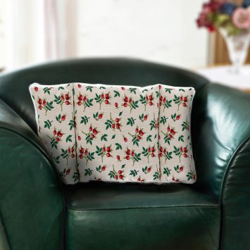 Rugkussen, rozenbottelmotief