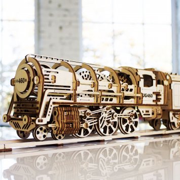 Maquette locomotive à vapeur en bois