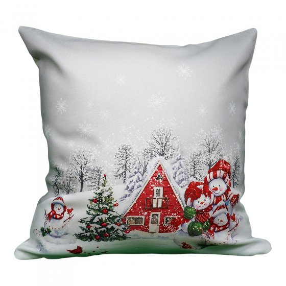 Housse de coussin Famille de bonhommes de neige 