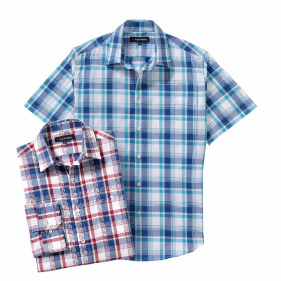 Chemise à carreaux facile d'entretien en lot 3XL (47/48) | Rouge#Bleu