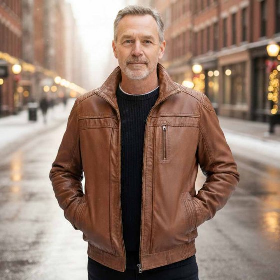 Blouson sportif en cuir 