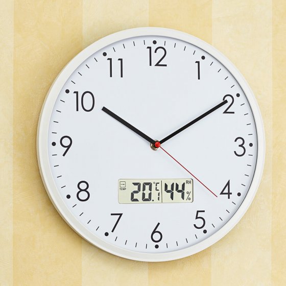 Horloge murale silencieuse avec thermomètre et hygromètre 