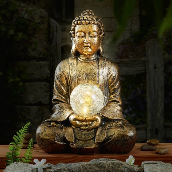 Solar-boeddha met verlichting 