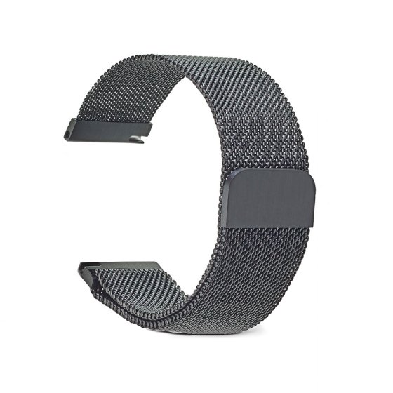 Bracelet milanais à fermoir magnétique 22 mm | Noir