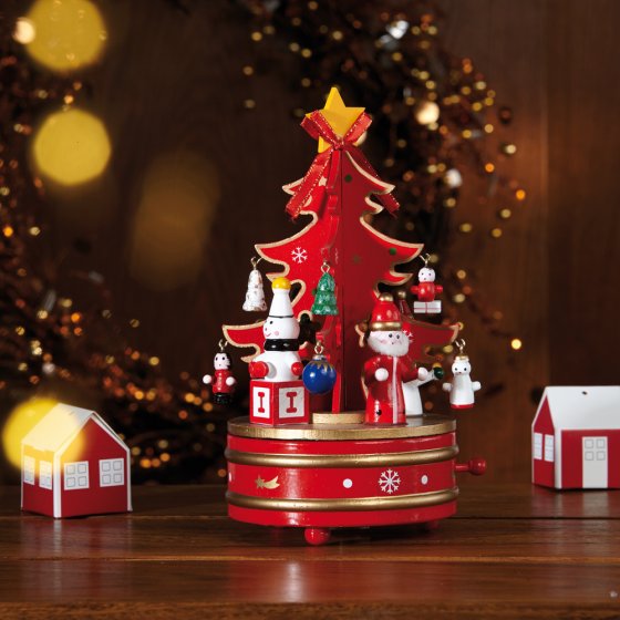 Boîte à musique sapin de Noël Rouge
