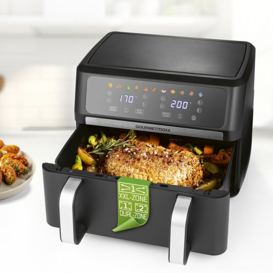 Heteluchtfriteuse met dubbele lade 