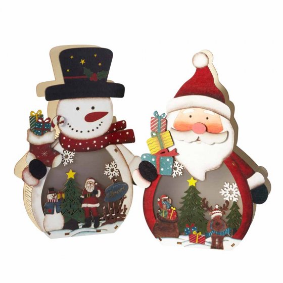 Set de 2 figurines de Noël LED 