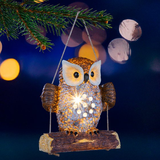 Chouette LED solaire sur balançoire 