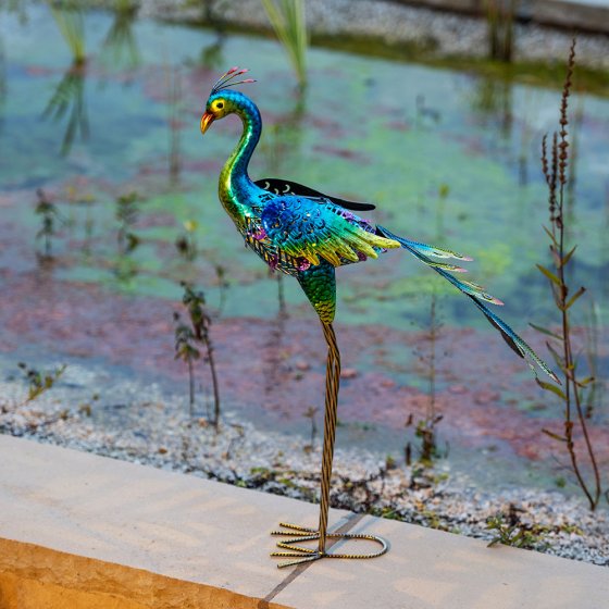 Décoration de jardin solaire à LED, paon 