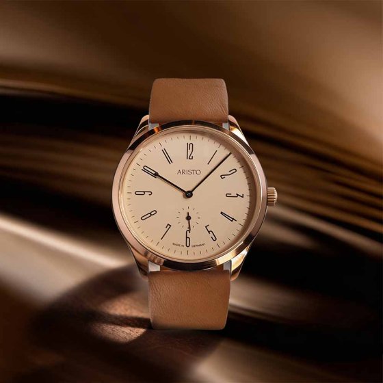 Herenhorloge rosé met leren bandje 