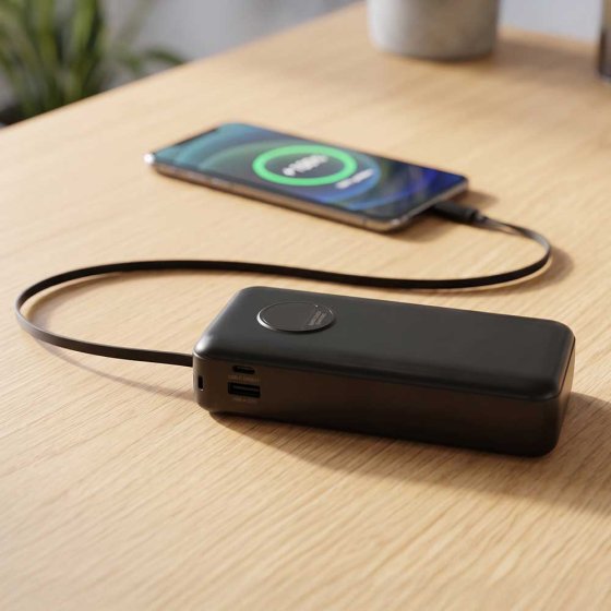 Power-oplader met geïntegreerde USB-C-kabel 
