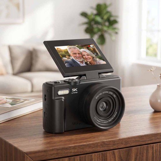 Digitale camera met uitklapbaar scherm 