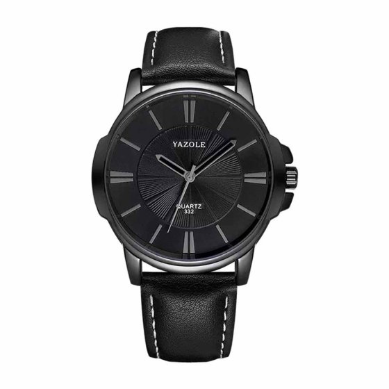 Montre pour homme avec bracelet en cuir noir Noir