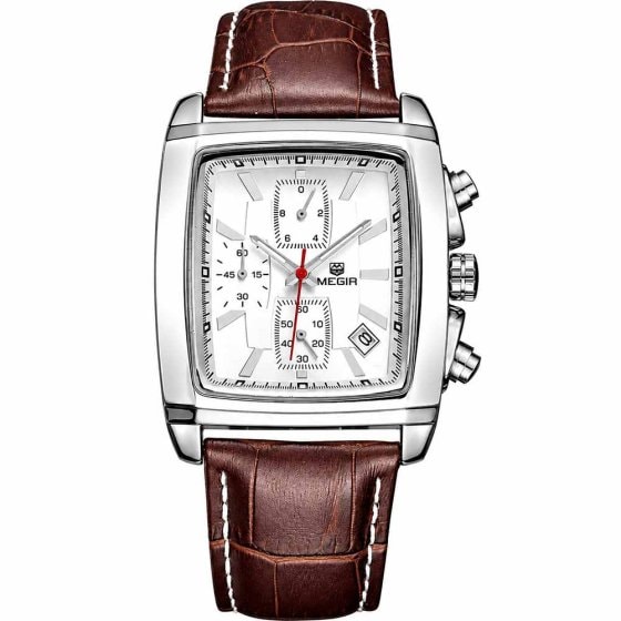 Retro herenhorloge met leren band 