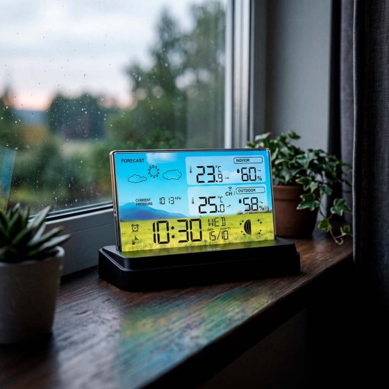 Station météo sans fil sans cadre avec écran couleur 