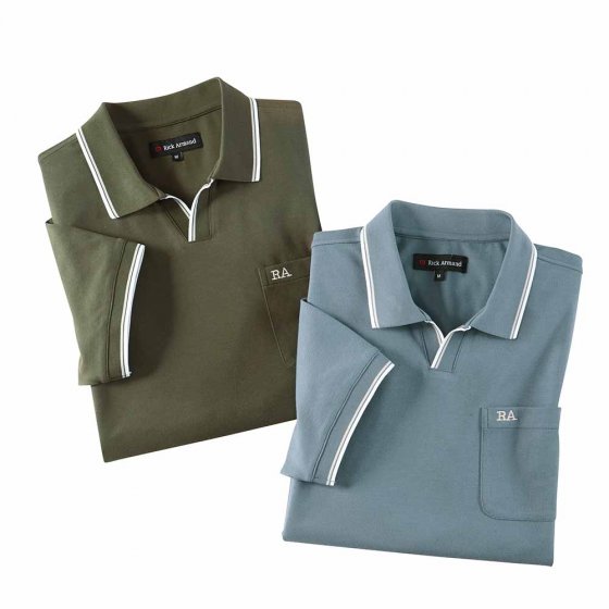 Stretch-poloshirt als set XXL (120/124) | Rook blauw#Donkergroen