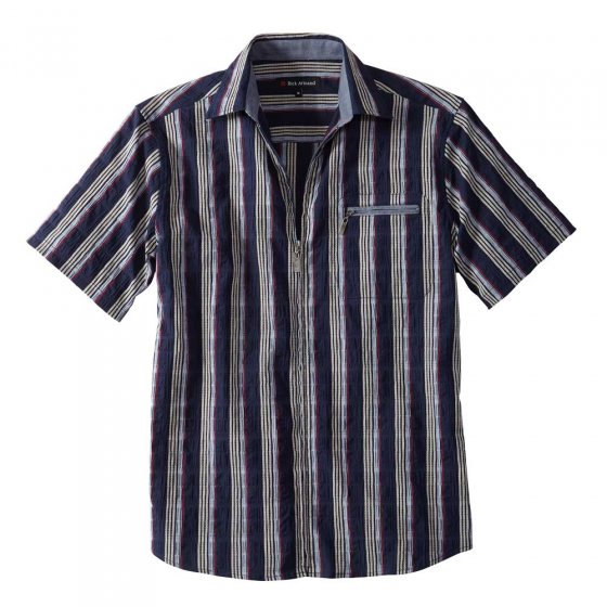 Overhemd van seersucker met rits 3XL (47/48) | Marine