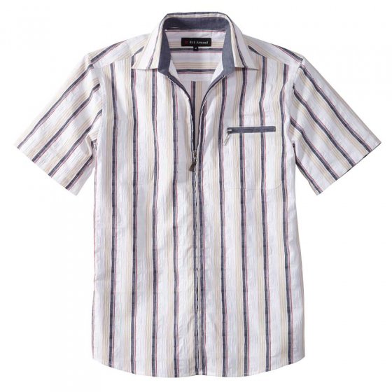 Overhemd van seersucker met rits L (41/42) | Wit