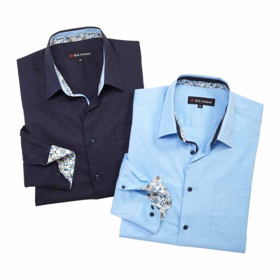 Chemise stretch Milano en lot 3XL (47/48) | Bleu clair#Marine