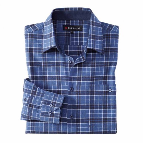 Overhemd van katoenflanel 3XL (47/48) | Blauw