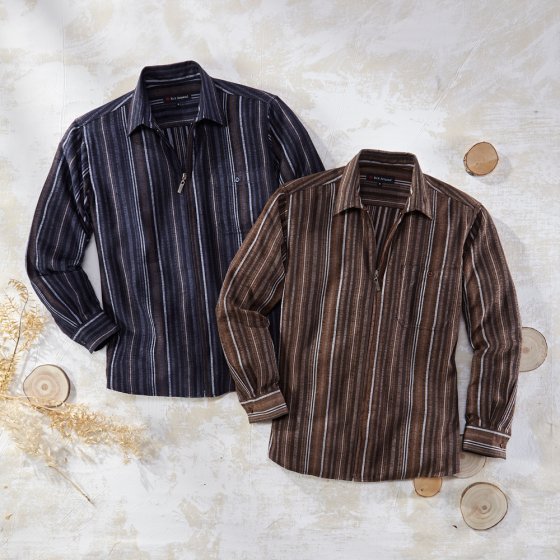 Chemise chenille zippée en lot 3XL (47/48) | Bleu#Marron