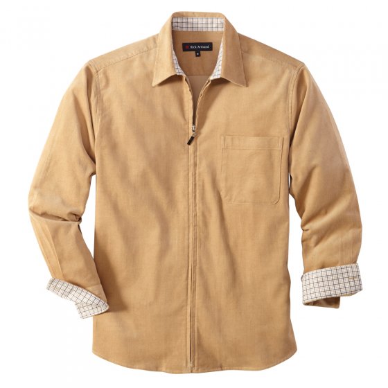 Cordoverhemd met deelbare ritssluiting als set 3XL (47/48) | Beige#Marine