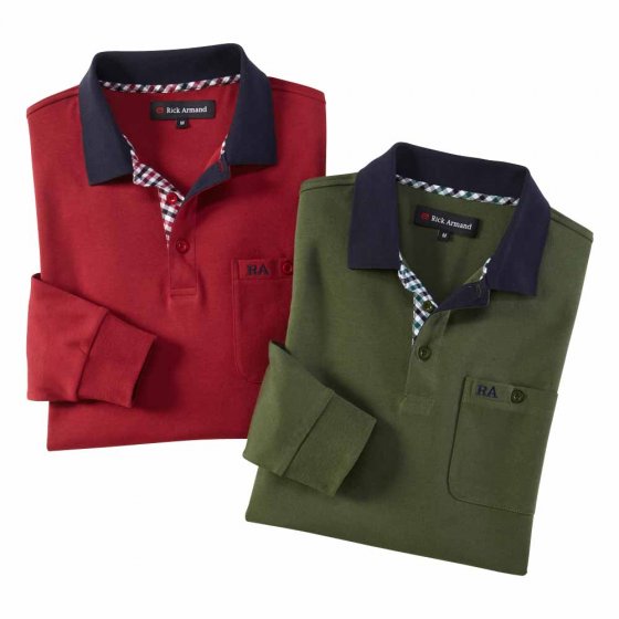 Sportief interlockshirt als set 3XL (128/132) | Donker rood#Donkergroen