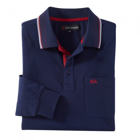 T-shirt piqué à manches longues, marine XXL (120/124) | Marine