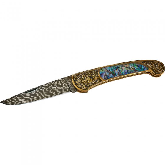 Bronzen mes met damastblad 
