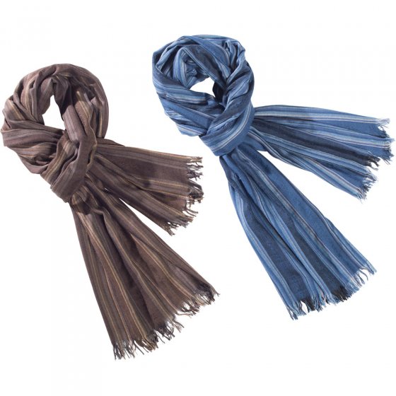 Kreuk-sjaal,Set blauw + bruin 