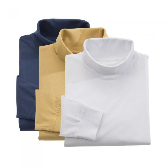 T-shirt met lange mouwen en col 3 stuks XL | Marine#Wit#Camel