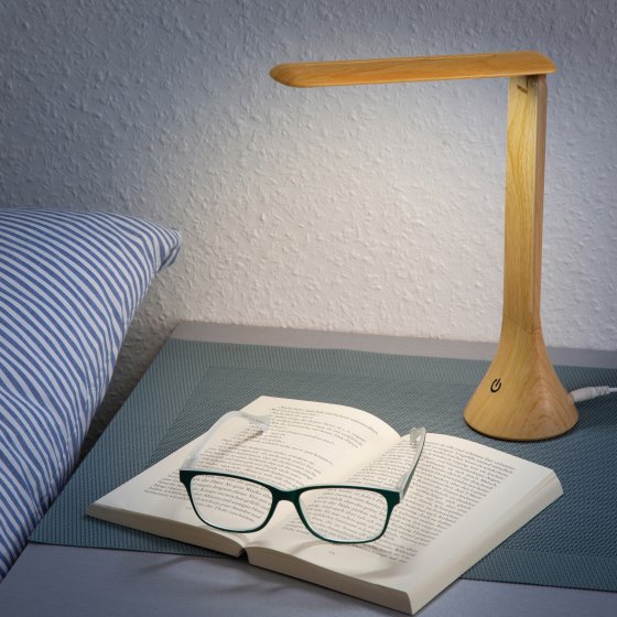 Mobiele lamp in hout-look 