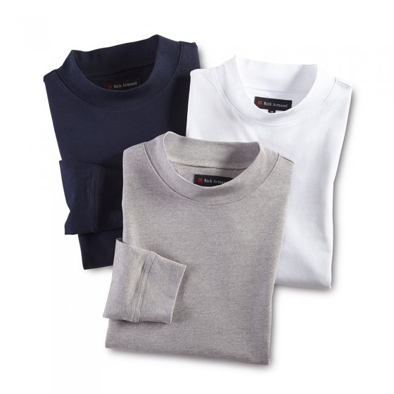 Shirt met staande kraag 3 stuks XL | Marine#Zilvergrijs#Wit
