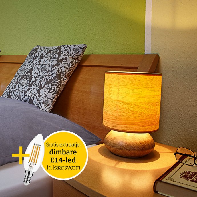 Touch-lamp in houtlook