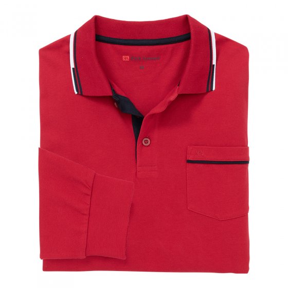 Polo à manches longues en piqué 3XL (128/132) | Marine#Rouge