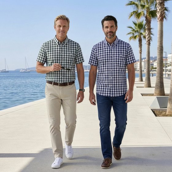 Chemise stretch facile d'entretien en lot 3XL (47/48) | Bleu#Vert