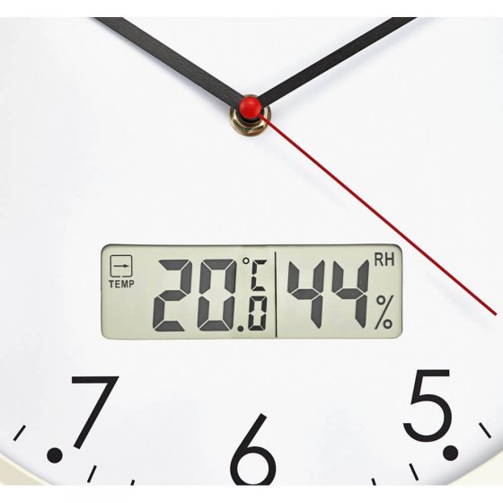 Horloge murale silencieuse avec thermomètre et hygromètre 