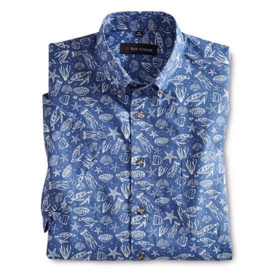 Zomers gedessineerd overhemd 2 stuks XXL | Blauw-gedrukt#Wit-gedrukt