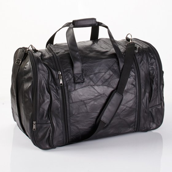 Echt leren reistas met opening opzij 