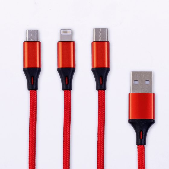 USB-oplaadkabel 3-in-1 Rood