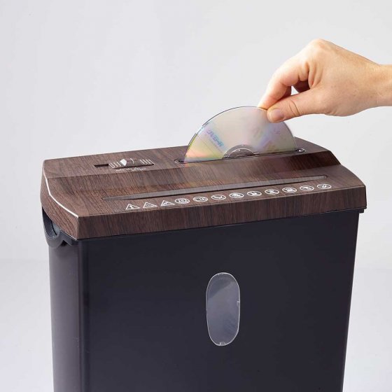 Multifunctionele papierversnipperaar in houtlook 