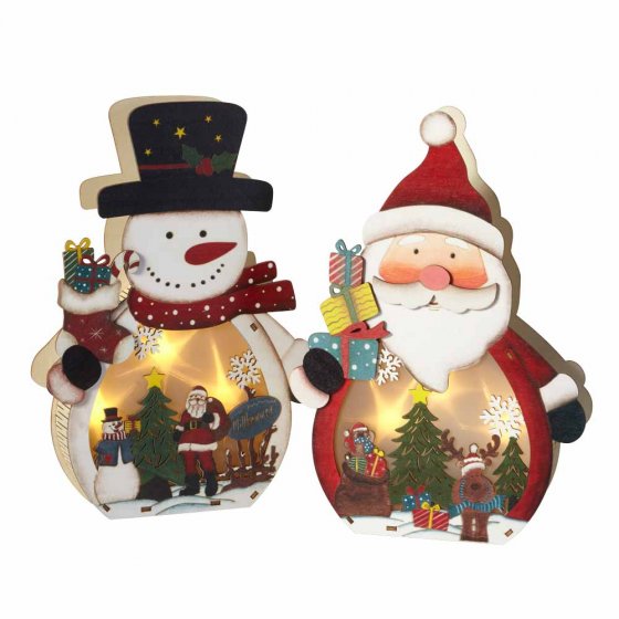 Set de 2 figurines de Noël LED 