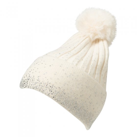 Bonnet tricoté avec paillettes Ecru